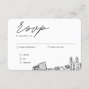 Tarjeta De Recepción Boda Newark opción tradicional de comidas RSVP