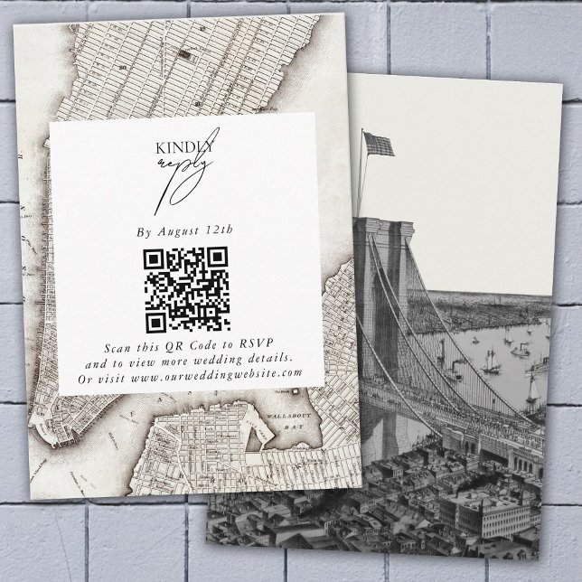 Tarjeta De Recepción Boda NYC de destino de Nueva York (New York City Destination NYC Wedding Enclosure Card)