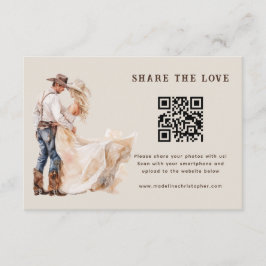 Tarjeta De Recepción Boda Occidental Comparte el Amor Código QR