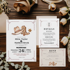 Tarjeta De Recepción Boda occidental Rustic Cowboy Boda