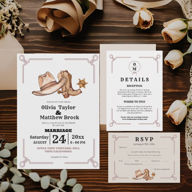 Tarjeta De Recepción Boda occidental Rustic Cowboy Boda (Subido por el creador)