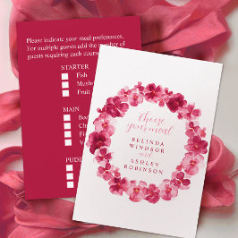 Tarjeta De Recepción Boda opción de comida pansy rosa floral