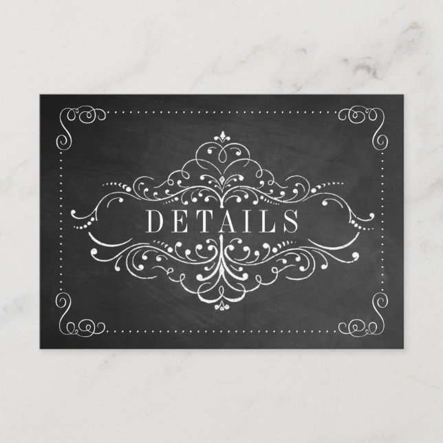 Tarjeta De Recepción Boda Ornate Chalkboard - Detalle (Anverso)