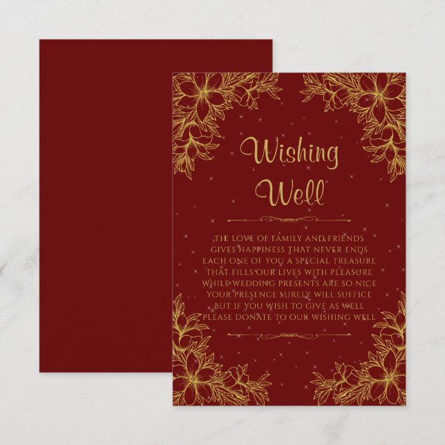 Tarjeta De Recepción Boda Ornate de Oro Deseando Bien (Anverso / Reverso)