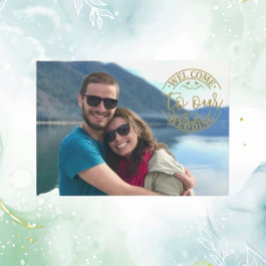 Tarjeta De Recepción Boda Oro Personalizado de bienvenida Foto Moderno