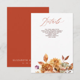 Tarjeta De Recepción Boda Otoñal Floral Botánico Rústico de Terracota