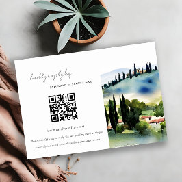 Tarjeta De Recepción Boda paisajista de Toscana Italia Código QR RSVP