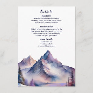 Tarjeta De Recepción Boda paisajístico de montañas cubiertas de nieve