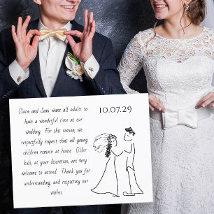 Tarjeta De Recepción Boda Pareja Arte Sin Niños Texto De Mensaje