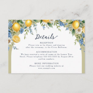 Tarjeta De Recepción Boda personalizada con arco de limón Amalfi medite