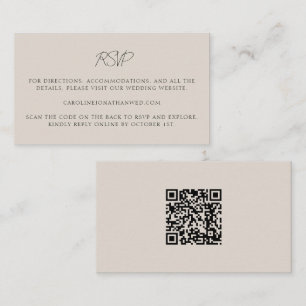 Tarjeta De Recepción Boda Personalizada Marfil Crema Escritura QR