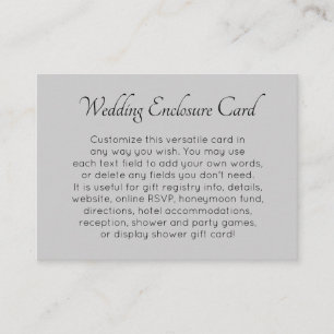 Tarjeta De Recepción Boda personalizada, simple y versátil en gris clar