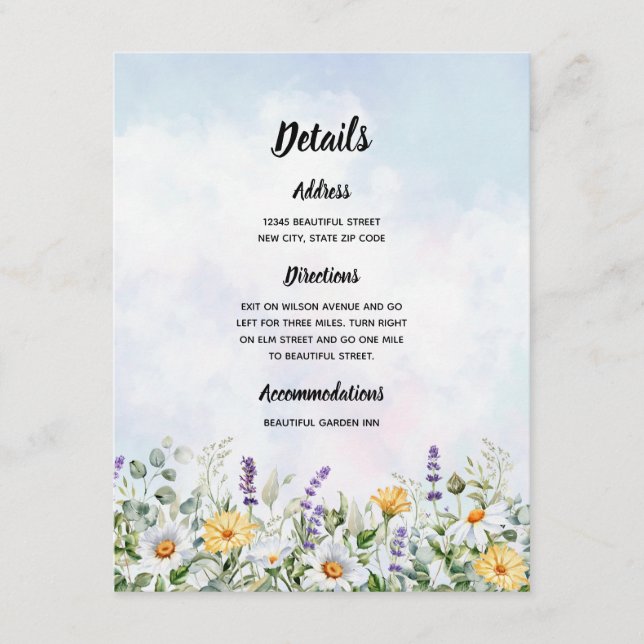 Tarjeta De Recepción Boda personalizado de Boho Wildflower Watercolor (Anverso)