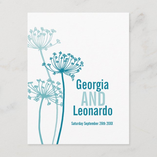 Tarjeta De Recepción Boda preferencia de la comida flor gráfica chervil (Anverso)