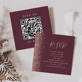 Tarjeta De Recepción Boda Presupuesto Rosa Dorado Código QR RSVP