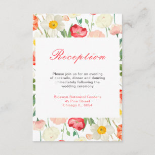 Tarjeta De Recepción Boda Primaria Tulips y Daffodils