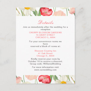 Tarjeta De Recepción Boda Primaria Tulips y Daffodils