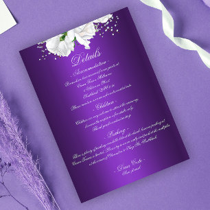 Tarjeta De Recepción Boda Púrpura de Bouquet Bridal Blanco