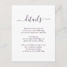 Tarjeta De Recepción Boda púrpura moderno