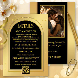 Tarjeta De Recepción Boda Purpurina de Confetti Negro de Oro