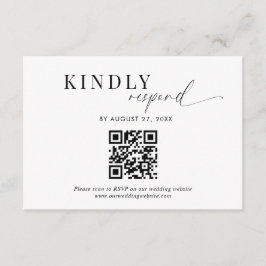 Tarjeta De Recepción Boda QR Code Classy Black Script