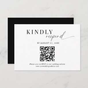 Tarjeta De Recepción Boda QR Code Classy Black Script
