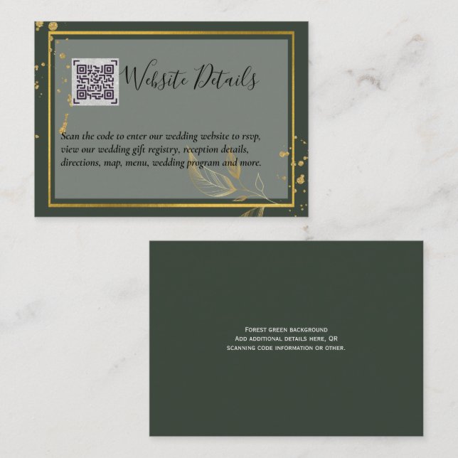 Tarjeta De Recepción Boda QR CODE RSVP GIFTS DETAILTS Website (Anverso / Reverso)