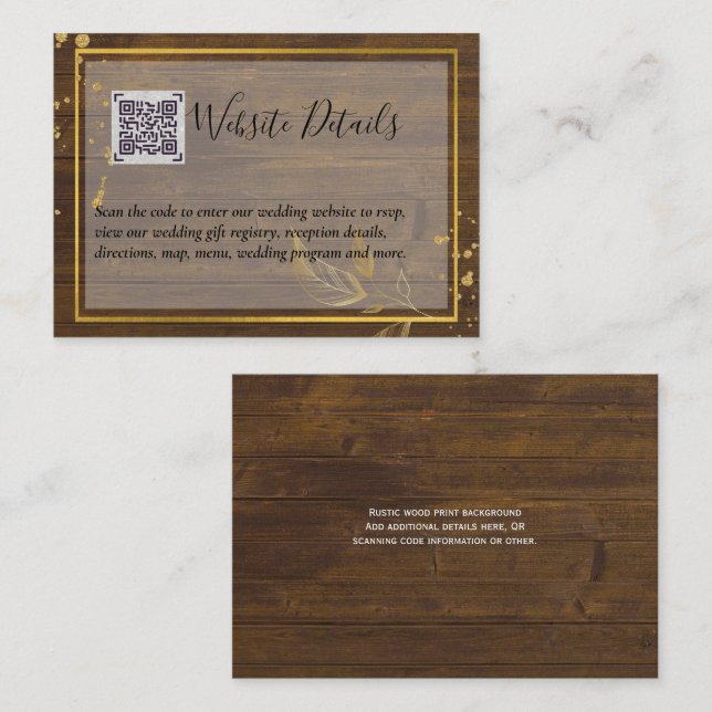 Tarjeta De Recepción Boda QR CODE RSVP GIFTS DETAILTS Website (Anverso / Reverso)