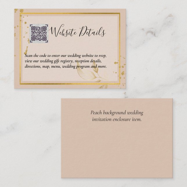 Tarjeta De Recepción Boda QR CODE RSVP GIFTS DETAILTS Website (Anverso / Reverso)