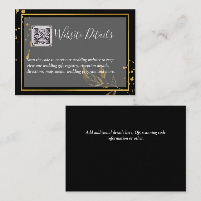 Tarjeta De Recepción Boda QR CODE RSVP GIFTS DETAILTS Website (Anverso / Reverso)
