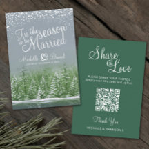 Boda QR compartir amor boda de invierno verde gris