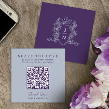Boda QR compartir corona de amor monograma gris pl