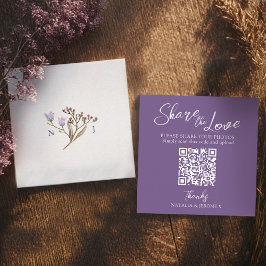 Tarjeta De Recepción Boda QR foto compartida caída monograma de flor si