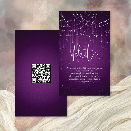 Tarjeta De Recepción Boda Real Purple String Lights