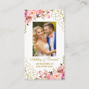 Tarjeta De Recepción Boda Registro de fotografías florales rosas Insert
