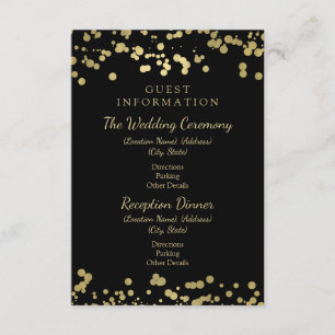 Tarjeta De Recepción Boda Relieve metalizado dorado de Información de H