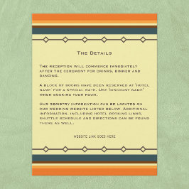 Tarjeta De Recepción Boda retro de inspiración moderna de mediados de s