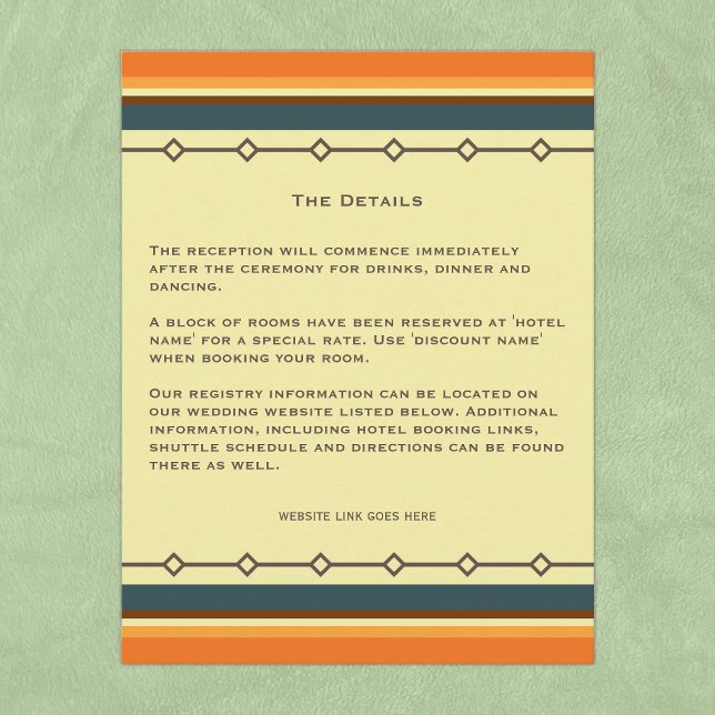 Tarjeta De Recepción Boda retro de inspiración moderna de mediados de s (Subido por el creador)