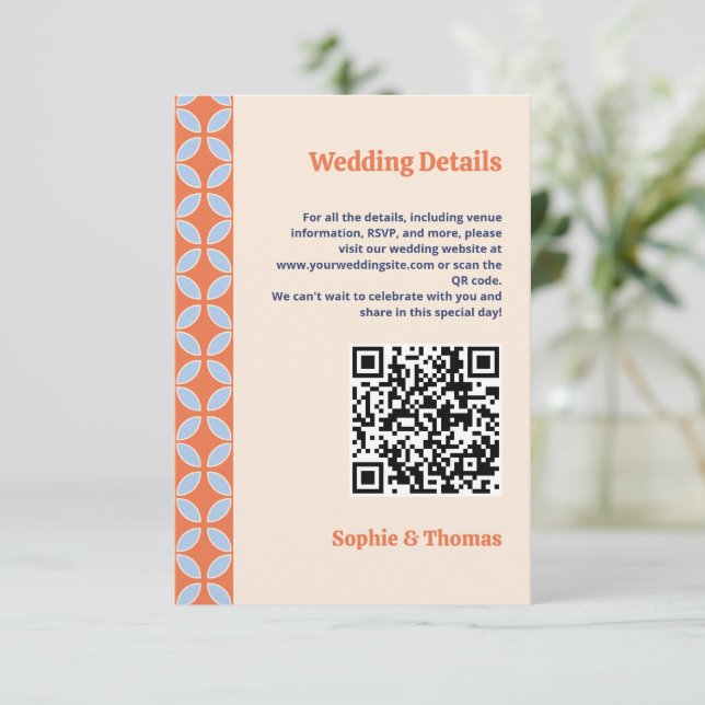 Tarjeta De Recepción Boda retro de mediados del siglo (Anverso de pie)