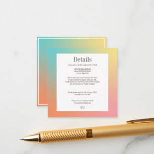 Tarjeta De Recepción Boda retro elegante de gradiente colorido