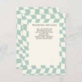 Tarjeta De Recepción Boda Retro Groovy Green Checkerboard