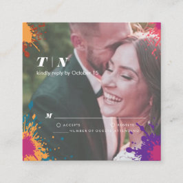 Tarjeta De Recepción Boda retro-moderno colorido