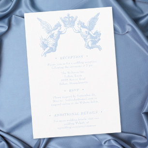 Tarjeta De Recepción Boda Rococó Regio Vintage Elegante Azul Francés