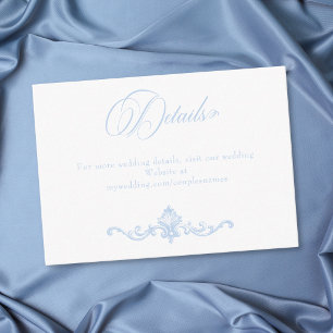 Tarjeta De Recepción Boda Rococó Regio Vintage Elegante Azul Francés