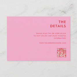 Tarjeta De Recepción Boda Rojo Rosa Minimalista moderno