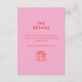 Tarjeta De Recepción Boda Rojo Rosa Minimalista moderno