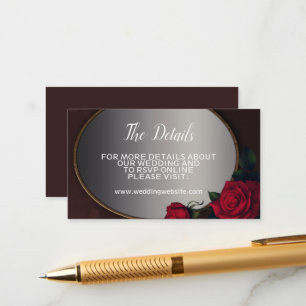 Tarjeta De Recepción Boda Rojo Rubor Floral Gris Plateado Detalle de Es