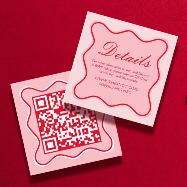 Tarjeta De Recepción Boda rojo y rosa Detalles del código Qr (Subido por el creador)