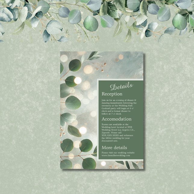 Tarjeta De Recepción Boda Romantic Sage Green Eucalyptus (Subido por el creador)