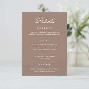 Tarjeta De Recepción Boda Romántica Marrón Elegante